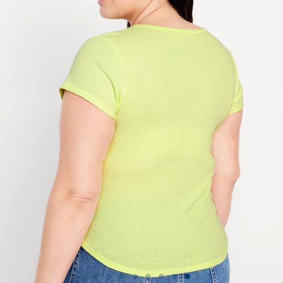 NWT OLD NAVY Short-Sleeve Waffle-Knit Henley Top Color: Lime Is Up - Picture 6 of 8